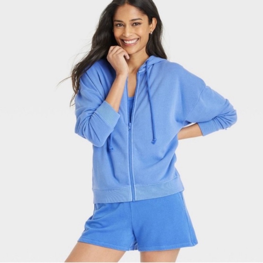 French terry blue sweatshirt set